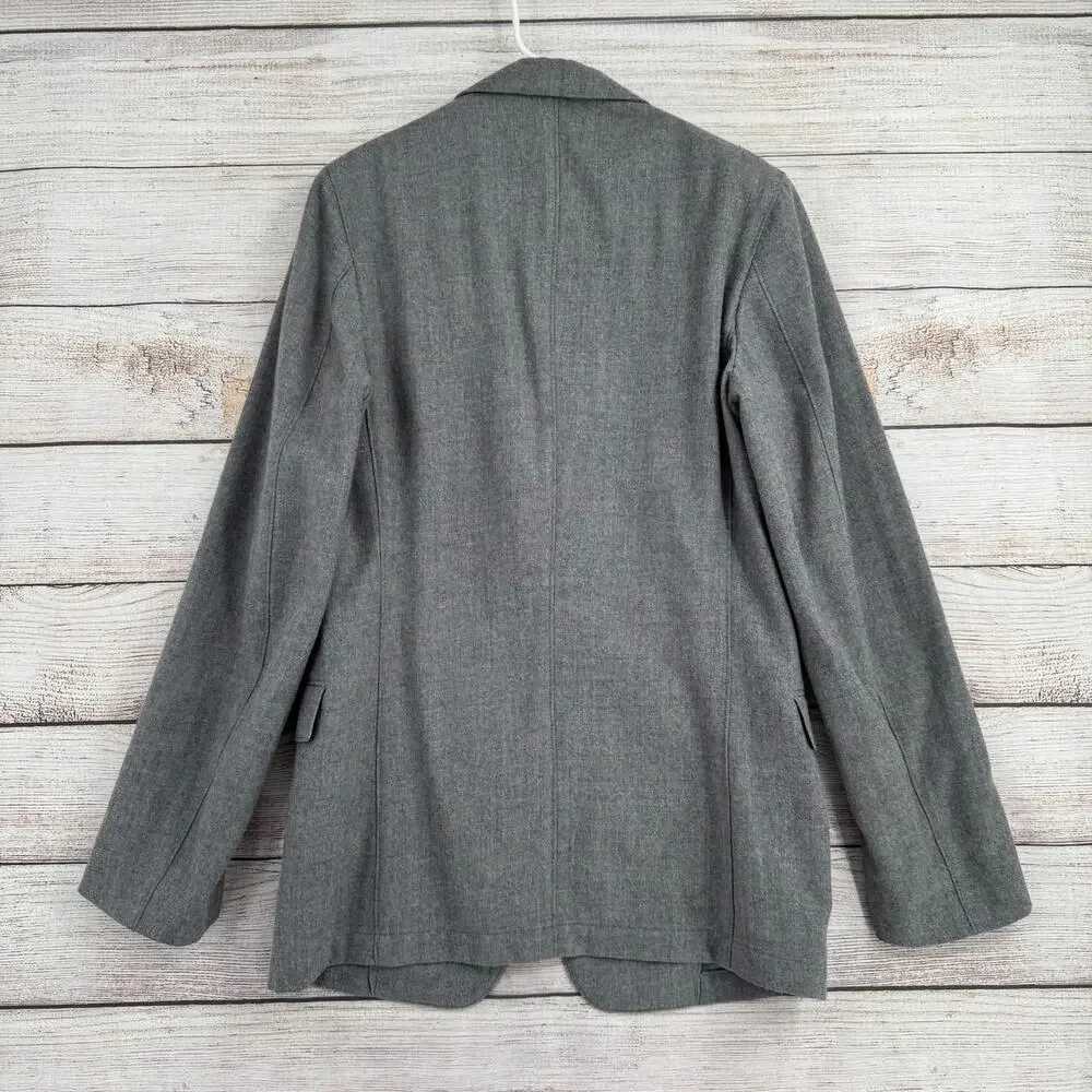 Stenesse Virgin‎ Wool Blazer Jacket Mens 48L Gray Long Sleeve 2 Button $800 MSRP